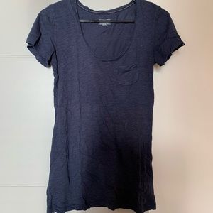 Navy Deep Scoop Neck Tee